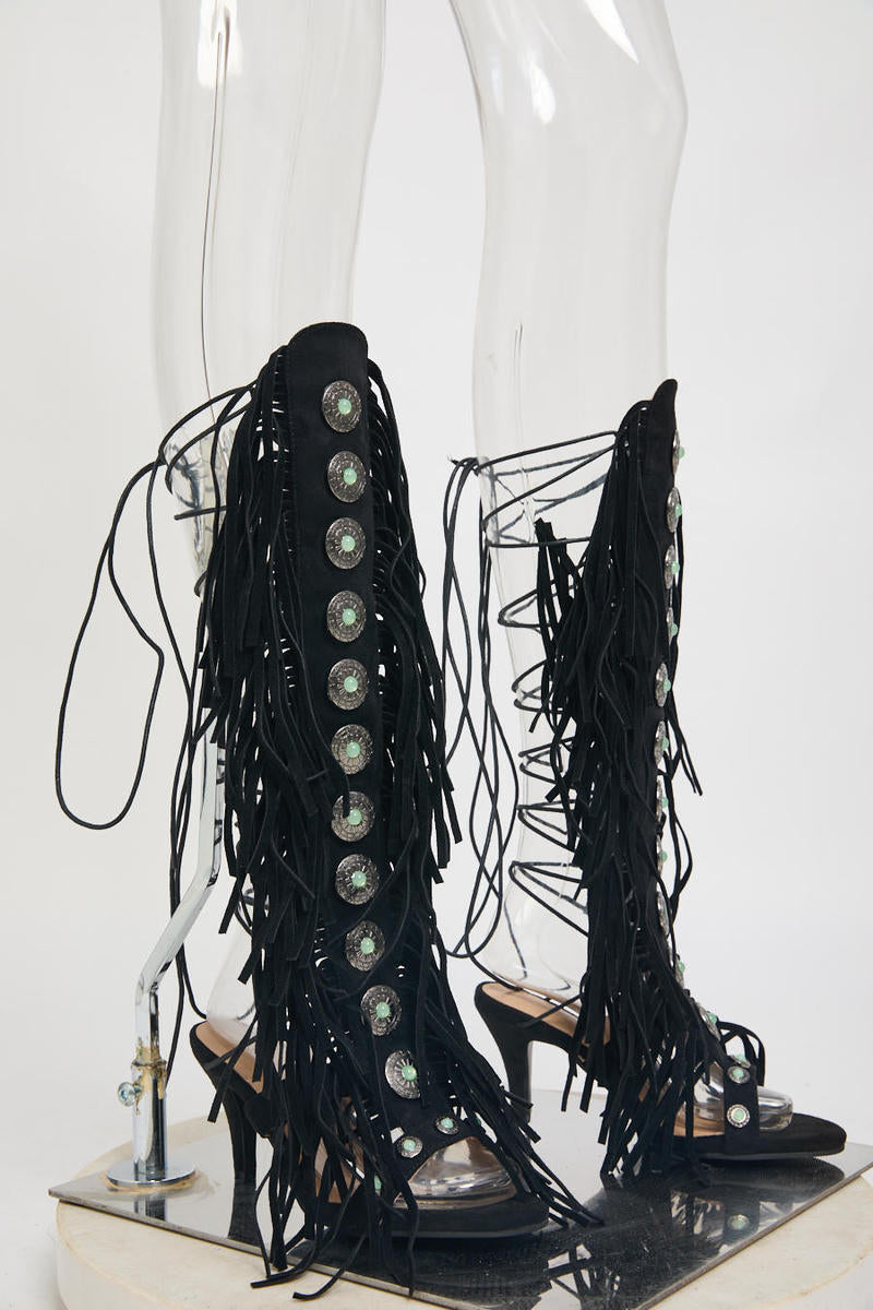 Saddle Up Fringe Heels