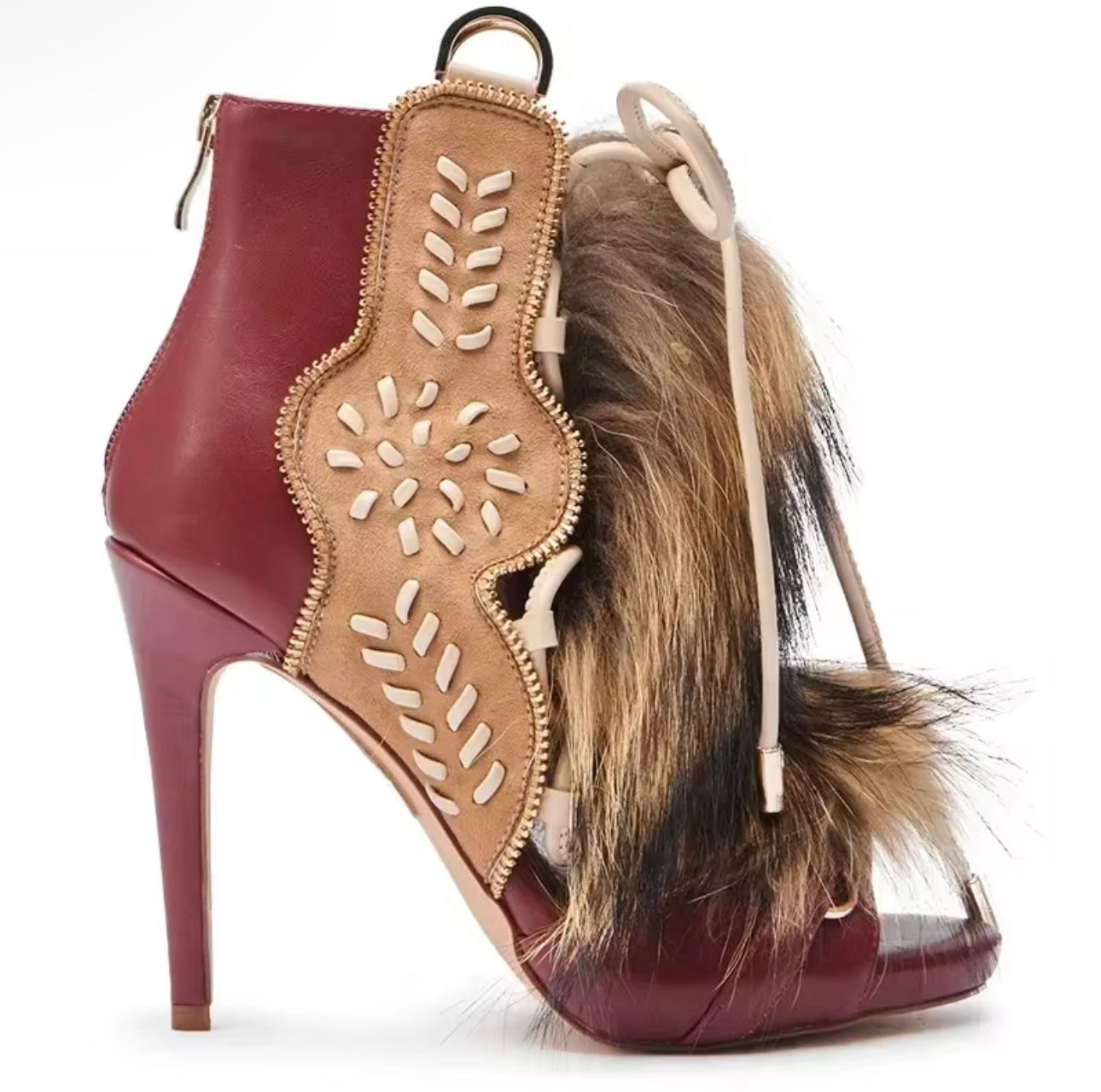 Faux Fur Mini Heels