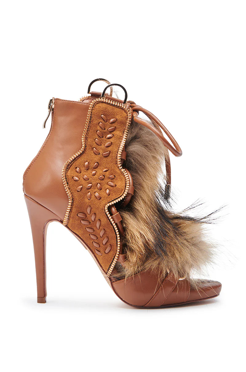 Faux Fur Mini Heels