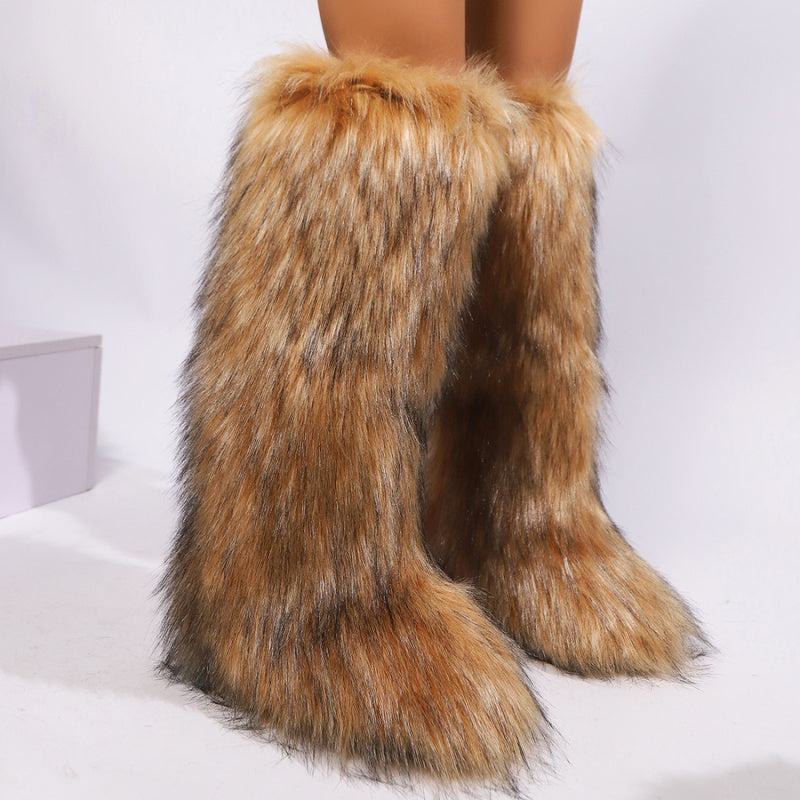 Fur Knee High Boots
