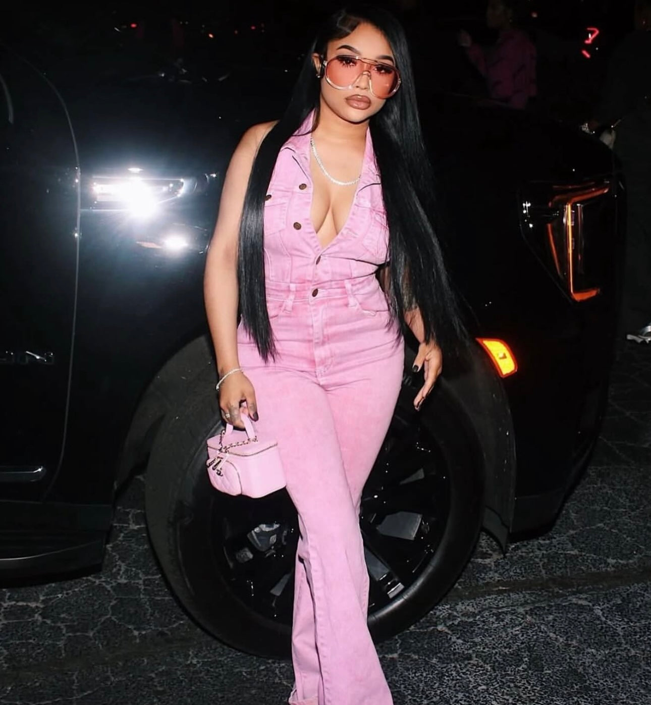 Pink Acid Wash Jumpsuit