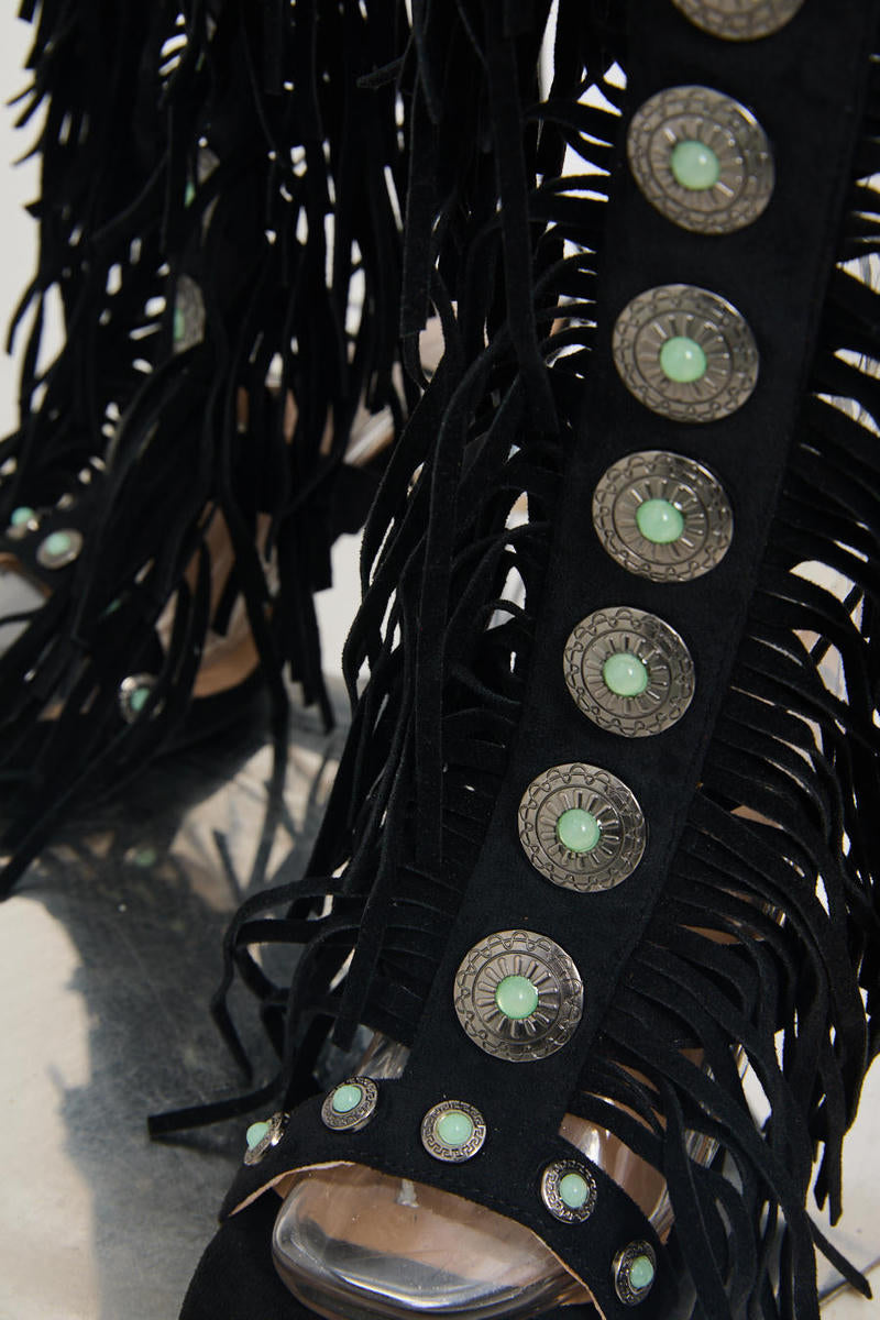 Saddle Up Fringe Heels
