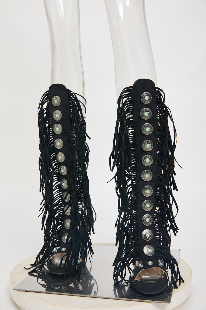 Saddle Up Fringe Heels