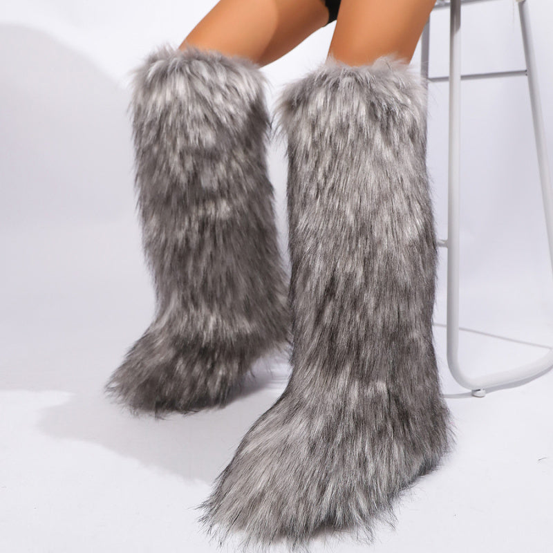 Fur Knee High Boots